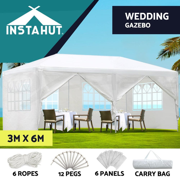 Gazebo Party Wedding Marquee Outdoor Event Tent Shade Canopy Camping | 3x6m with 6 panels