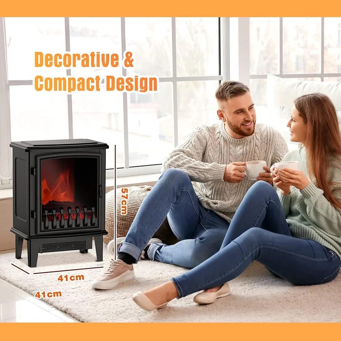 Freestanding Electric Fireplace Stove Heater, 900W/1800W Indoor Heaters with 3D Realistic Flame Effects Overheating Protection