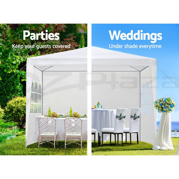 Gazebo Party Wedding Marquee Outdoor Event Tent Shade Canopy Camping | 3x3m with 4 panels