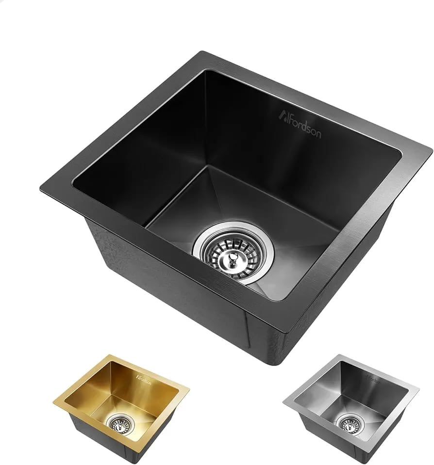 ALFORDSON Stainless Steel Kitchen Sink, 340 x 310 x 175mm, Water Basin Sinks with 3mm Thick Edge and Nano Coating,Black Color