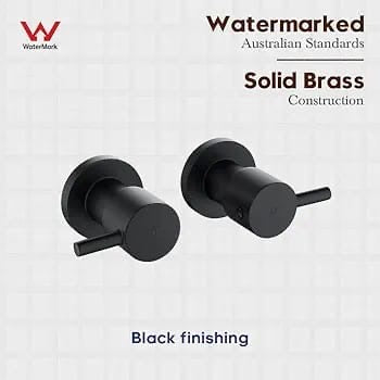 Watermark Shower Mixer Taps 1/4 Turn Twin Hand Levers Hot Cold Shower Valve Kits Bathtub Faucet Solid Brass Matt Black