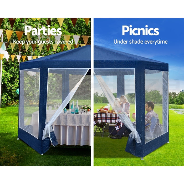 Gazebo Party Wedding Marquee Outdoor Event Tent Shade Canopy Camping | Blue