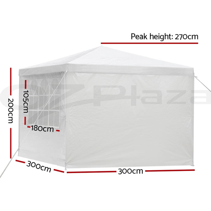 Gazebo Party Wedding Marquee Outdoor Event Tent Shade Canopy Camping | 3x3m with 4 panels