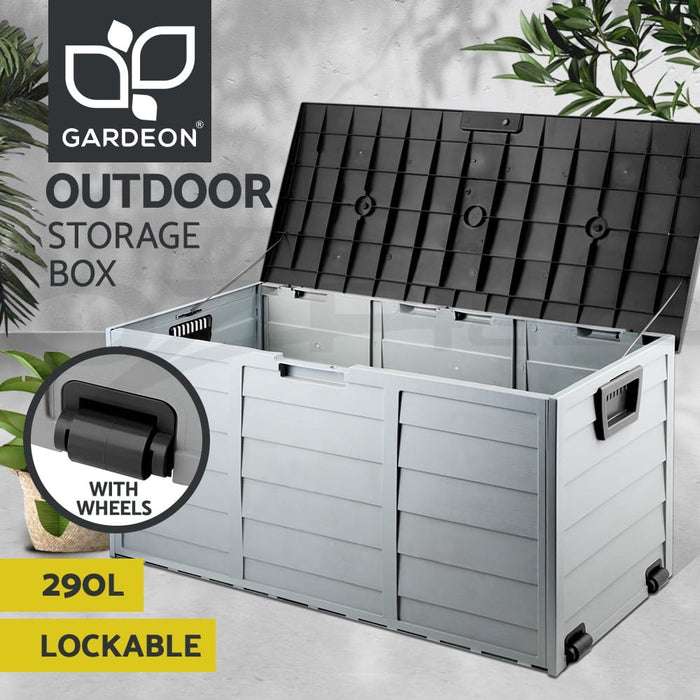 Gardeon Outdoor Storage Box Container Lockable Indoor Toy Tools Shed Garden | Grey