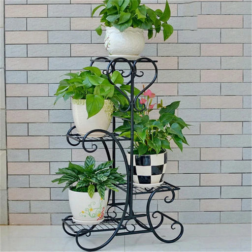 4 Tier Iron Plant Stand 4 Pot Wrought Flower Rack Metal For Garden Room Patio