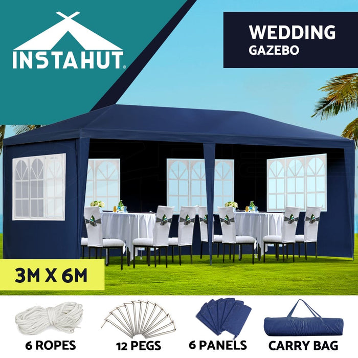 Gazebo Party Wedding Marquee Outdoor Event Tent Shade Canopy Camping | 3x6m with 6 panels