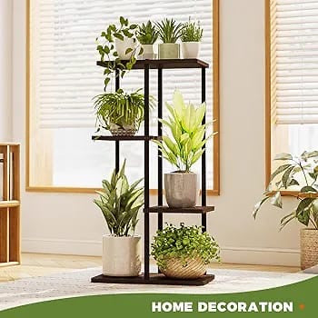 Plant Stand Indoor Small Metal Plant Shelf Black Plant Holder 4 Tier 5 Potted for Multiple Plants Corner Plant Table for Patio Garden Balcony Living Room