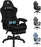 Gaming Chair with Massage and Footrest, Height Adjustable Racing Chair with SGS Listed Gas-Lift, Max 180kg