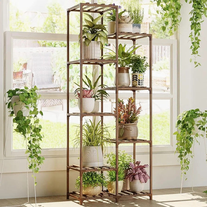 Plant Stand Indoor Tall Plant Shelf Outdoor Corner Plants Table Wood Flower Stand for Living Room Balcony and Garden (9 pots)