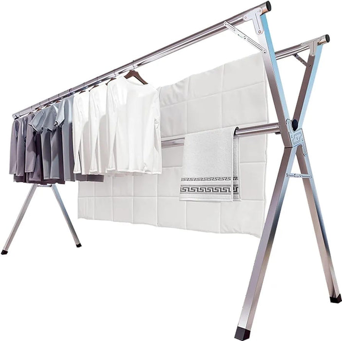 2.4m Clothes Drying Rack, Drying Rack Clothing Folding Indoor Outdoor,Garment Rack with 20 Windproof Hooks