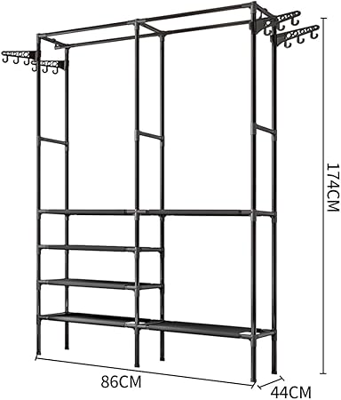 Garment Rack Clothes Rack, 6 Tiers Wire Shelving Clothing Racks with 2 Hanging Rods