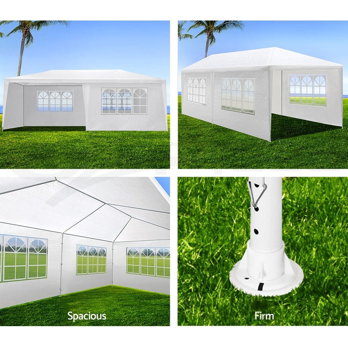 Gazebo Party Wedding Marquee Outdoor Event Tent Shade Canopy Camping | 3x6m with 6 panels