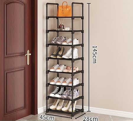 Shoe Rack 8Tiers Tall Shoe Rack for Entryway 18-20 Pairs Shoe and Boots Organizer Storage Shelf Space Saving Large Shoe Tower