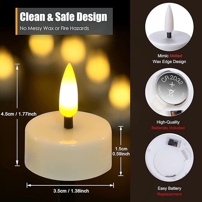 12pcs Flickering Flameless Candles Battery Operated LED Candles for Wedding Home Xmas Decor Birthday Halloweens