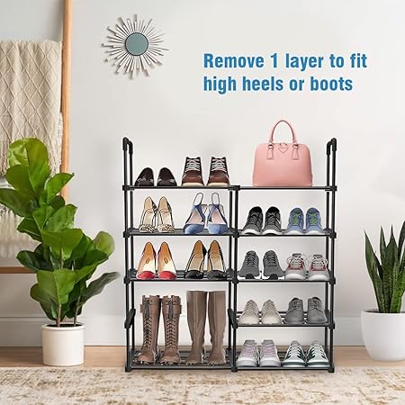 Shoe Rack 8Tiers Tall Shoe Rack for Entryway 18-20 Pairs Shoe and Boots Organizer Storage Shelf Space Saving Large Shoe Tower