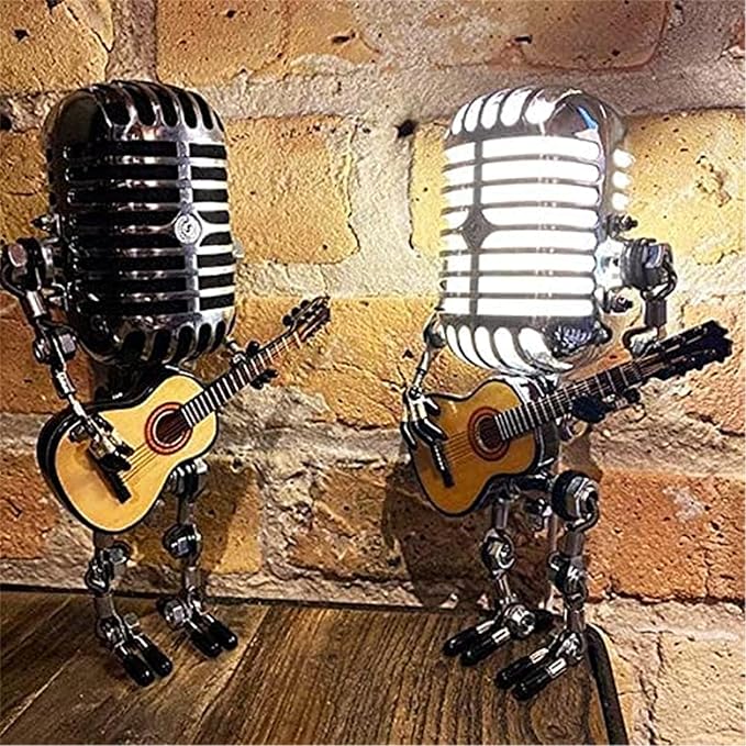 Microphone Robot Desk Lamp Robot Desk Lamp with A Guitar with LED