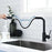 Kitchen Mixer Taps L-Shape Pull Out Laundry Mixer Tap 360° Swivel Sink Faucet 2-Mode Sprayer Lead-Free (Matt Black)