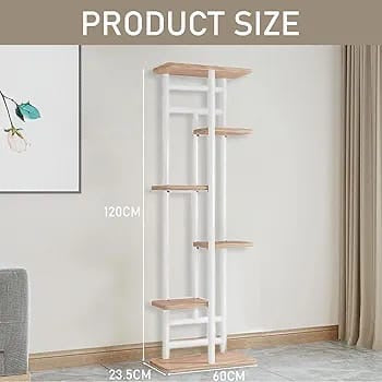 6 Tier Plant Stand, Indoor Wood Flower Stand Outdoor Tiered Plant Shelf Display Rack for Multiple Plants Suitable for Window Garden Corner Balcony Living Room