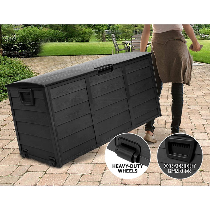 Gardeon Outdoor Storage Box Container Lockable Indoor Toy Tools Shed Garden | Black