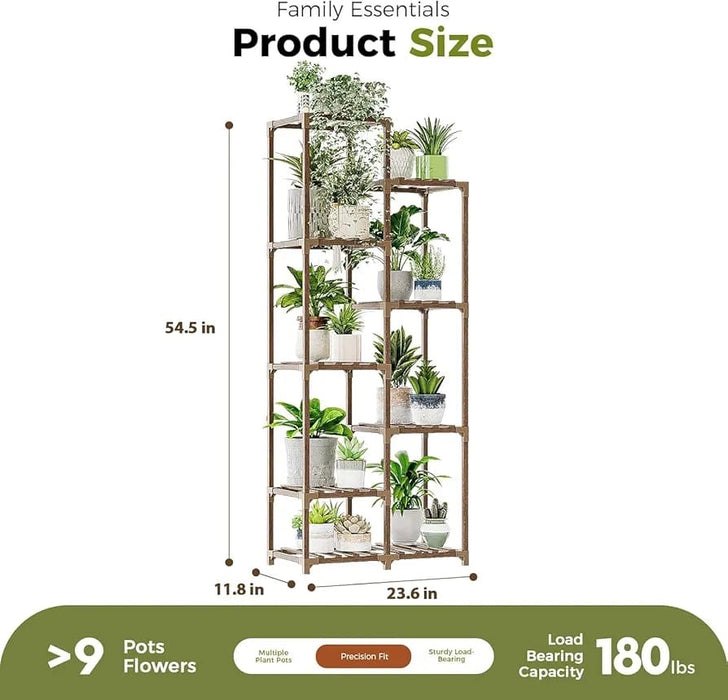 Plant Stand Indoor Tall Plant Shelf Outdoor Corner Plants Table Wood Flower Stand for Living Room Balcony and Garden (9 pots)