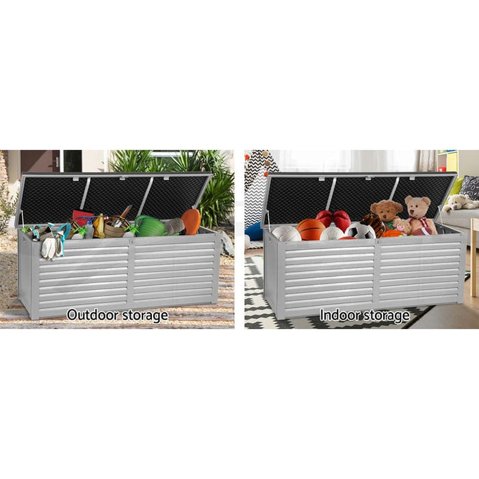 Gardeon Outdoor Storage Box Container Lockable Indoor Toy Tools Shed Garden | Grey