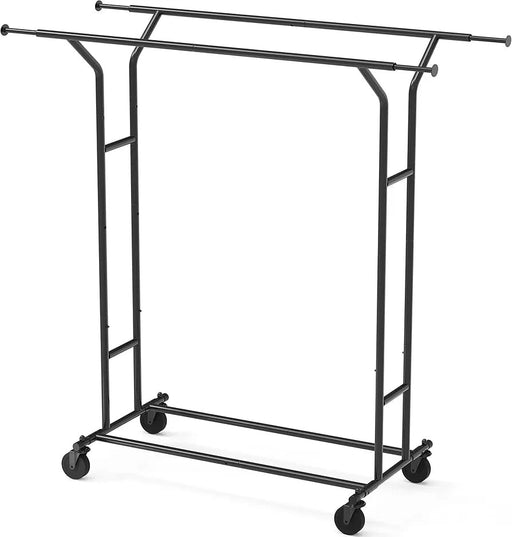 Heavy Duty Double Rail Clothing Garment Rack, Black