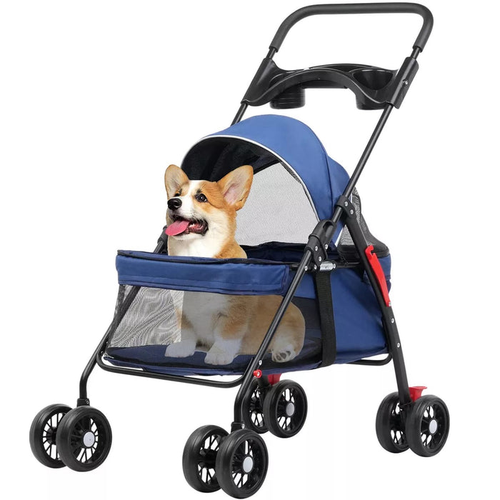 Dog Stroller Pet Pram Cat Travel Foldable Pushchair Puppy Trolley 4 Wheels