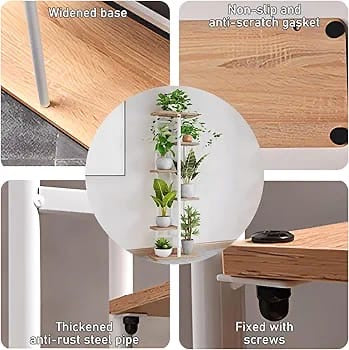 6 Tier Plant Stand, Indoor Wood Flower Stand Outdoor Tiered Plant Shelf Display Rack for Multiple Plants Suitable for Window Garden Corner Balcony Living Room