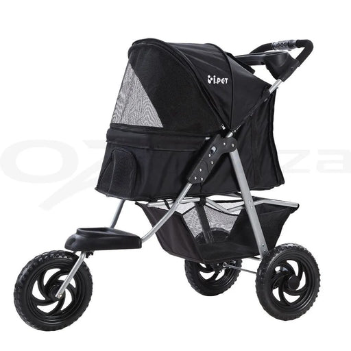 Pet Pet Dog Stroller Pram Large Cat Carrier Travel 3 Wheels Foldable Pushchair