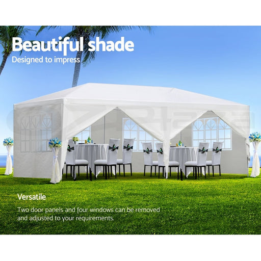 Gazebo Party Wedding Marquee Outdoor Event Tent Shade Canopy Camping | 3x6m with 6 panels