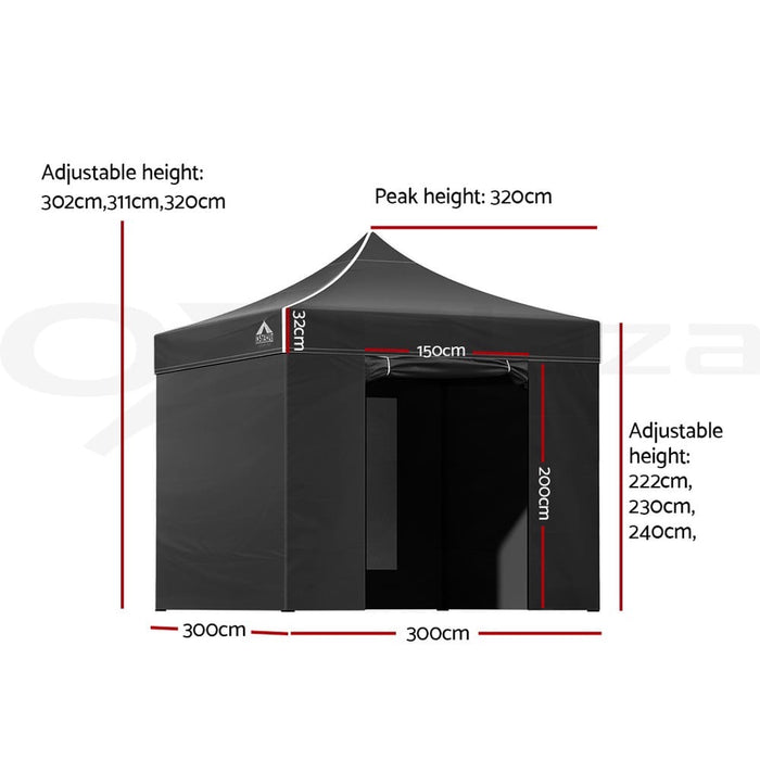 Gazebo Pop Up Marquee 3x3m Outdoor Wedding Tent Party Event Folding Set