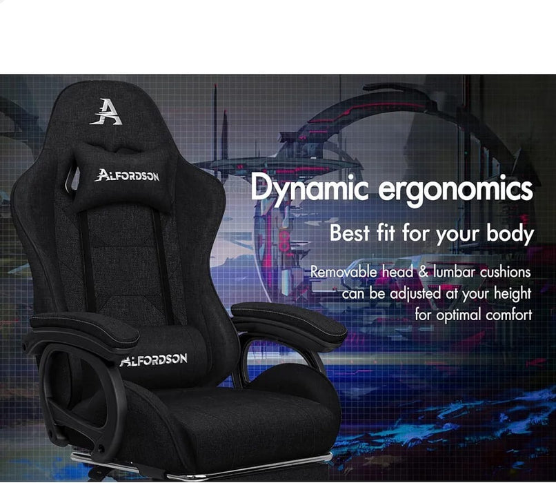 Gaming Chair with Massage and Footrest, Height Adjustable Racing Chair with SGS Listed Gas-Lift, Max 180kg