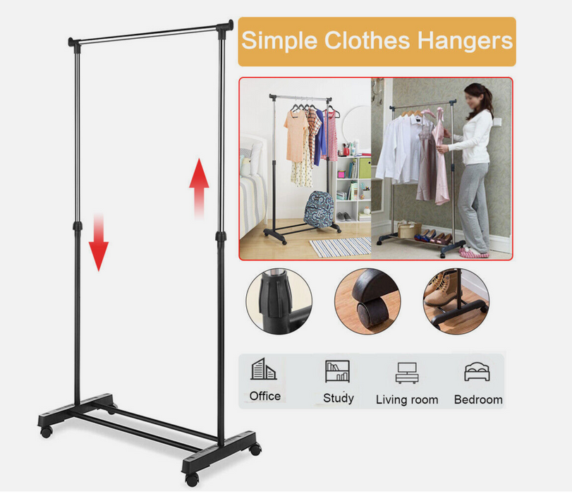 Simple Clothes Rail Rack Heavy Duty Hanging Garment Display Stand Shoe Shelf