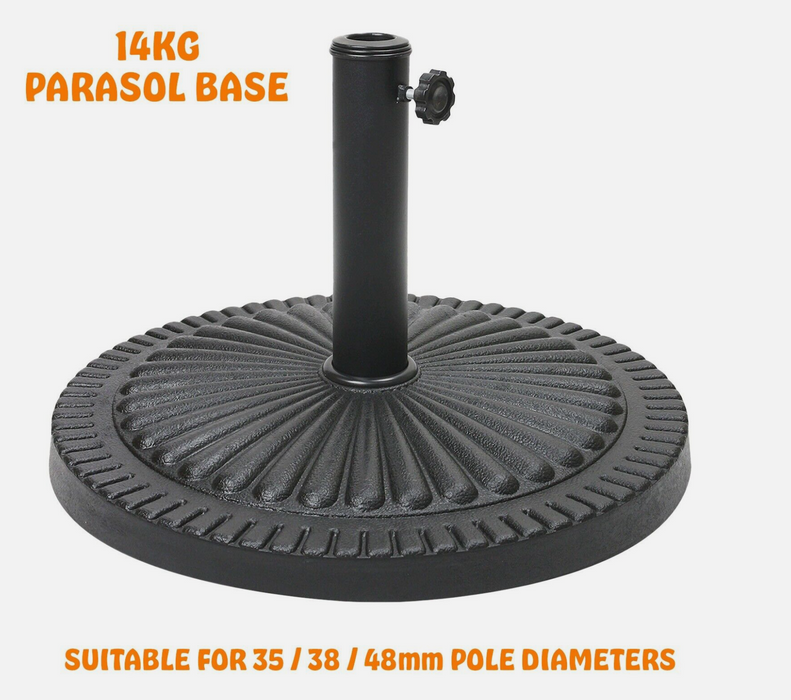 14kg Parasol Base Umbrella Stand Patio Garden Heavy Duty Weighted Black Outdoor