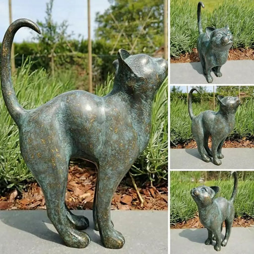 Beautiful Cat Statue With Rounded Back Garden Decor Outdoor Ornament Decor New