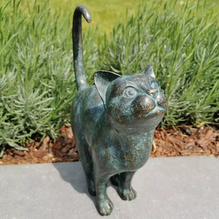 Beautiful Cat Statue With Rounded Back Garden Decor Outdoor Ornament Decor New