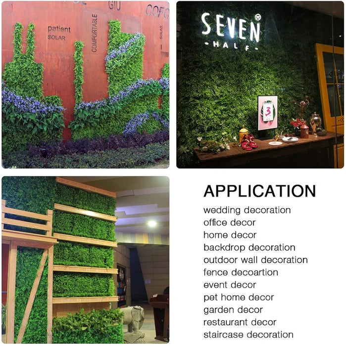 Artifical Grass Wall Panels, Faux Greenery Plant Leaves Hedges, Fake Plastic Green Fern Ivy Topiary Mats for Indoor