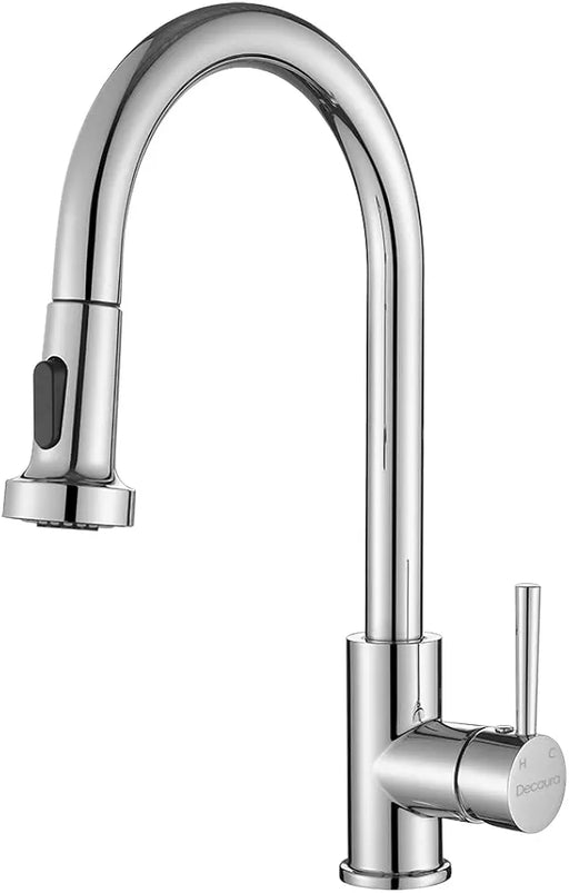 Kitchen Taps Pull Out 2-Mode Spray Basin Mixer Tap 360° Swivel Laundry Sink Faucet (Polished Chrome)