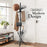 Solid Wood Coat Rack Stand Clothes Hat Hanger 12 Hooks Umbrella Hall Tree Organiser Storage Walnut Black