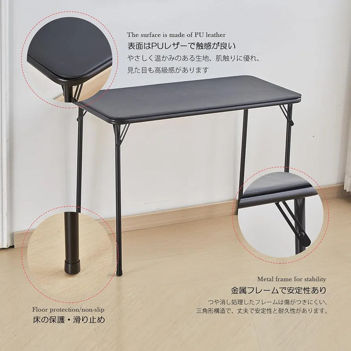 Black Vinyl Folding Card Table Chair, No Assembly Required Lightweight Foldable Table Chair Set for Everyday Use