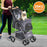 4 Wheels Pet Stroller Dog Cat Cage Puppy Pushchair Travel Walk Carrier Pram Black, Collapsible for Storage Travel Pet Pram