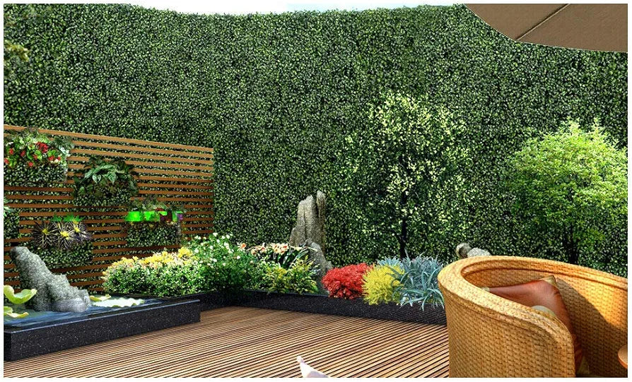 Artificial Hedge Grass Boxwood Garden Green Wall Mat Fence Outdoor x10