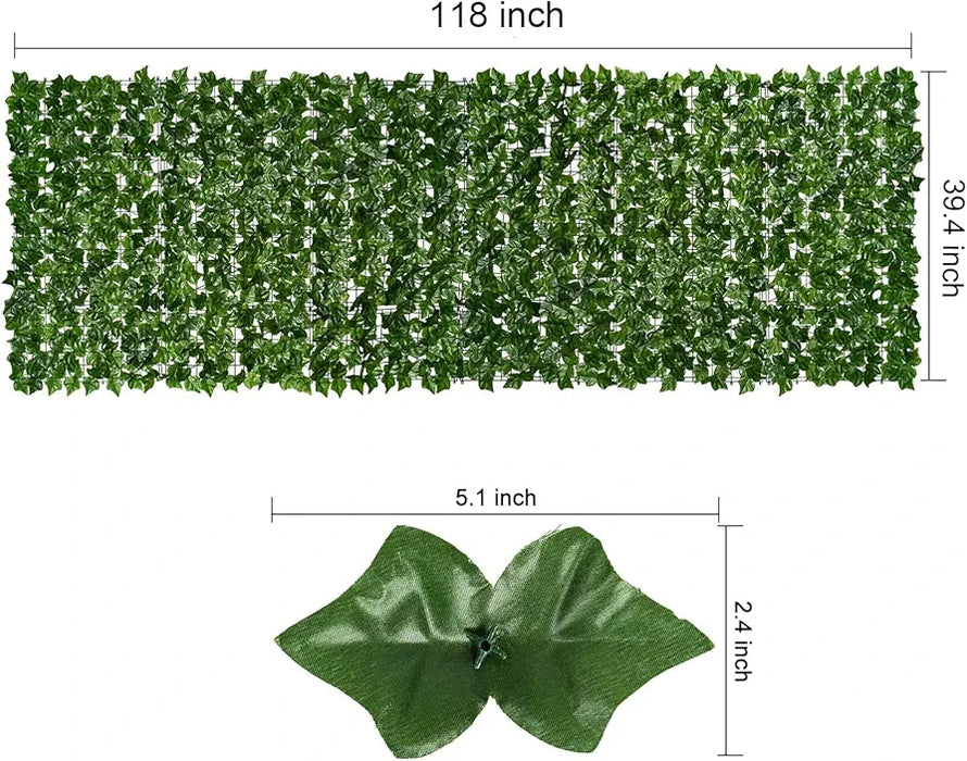 Artificial Faux Ivy Privacy Fence, 300 * 100cm Artificial Hedge Faux Ivy Vine Leaf Greenery Wall Screen, Decorative Trellis Fence