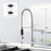 Luxury Dual Spout Kitchen Tap Twin Spout Basin Mixer Tap 360° Swivel Solid Sink Faucet (Brushed Nickel)