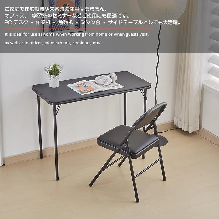 Black Vinyl Folding Card Table Chair, No Assembly Required Lightweight Foldable Table Chair Set for Everyday Use